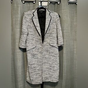 Kasper Black and White Tweed Blazer Coat